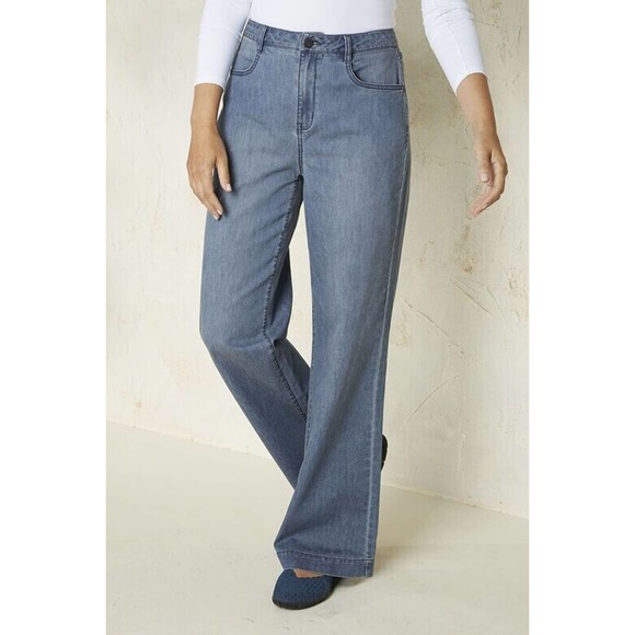 Coldwater Creek Jeans Coldwater Creek Jeans Plus Size 8 Lightweight Wide Leg Denim Trousers
